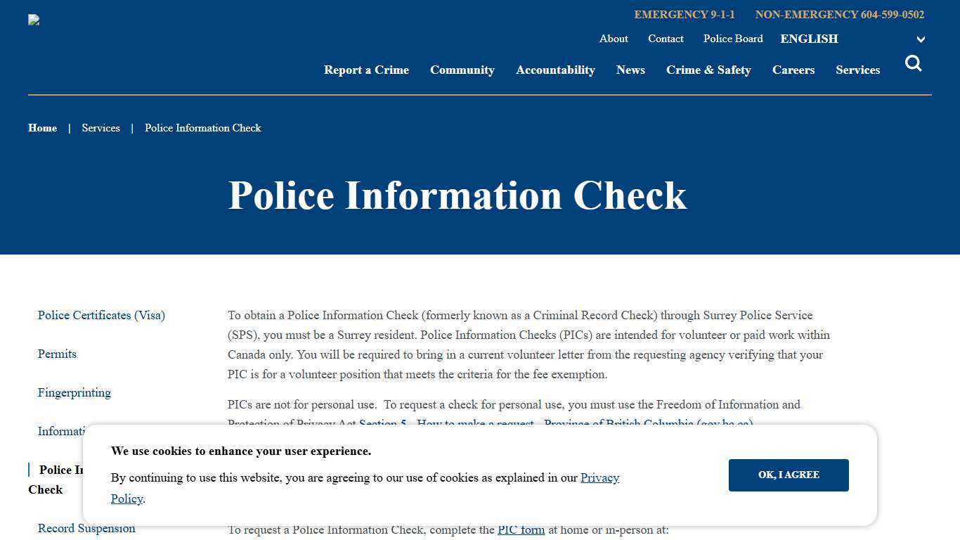 Police Information Check Surrey Police